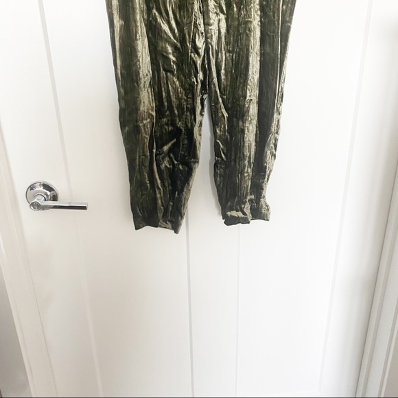 Anthropologie ett:twa Kinley Crushed Velvet Ankle Pants Green Size Small - Picture 9 of 10